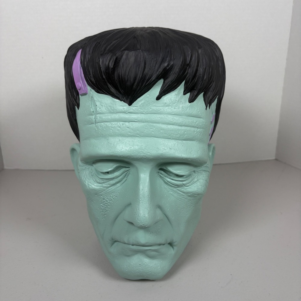 Halloween Green Frankenstein Large Head Bust Decoration Life Like Pink And Green